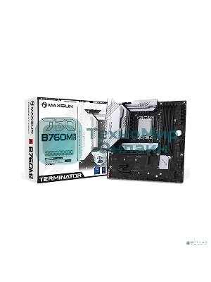 Материнская плата MAXSUN MS-Terminator B760M D5 WIFI 6E, LGA1700, Intel B760, 4xDDR5, 4xSATA, 3xM.2, 1xPCIe 5.0 x16, 1xPCIe 4.0 x4, 1xPCIe 3.0 x1, 1xHDMI, 1xDP, 1x2.5Gb LAN, Wi-Fi 6E, Bluetooth 5.3, 2xUSB-A 10Gbps, 6xUSB-A 2.0, 3x3.5 мм, 5.1, mATX