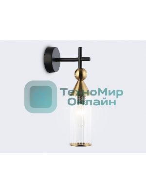 Настенный светильник Ambrella light LH55260 BK/BS/CL черный/латунь/прозрачный E14 max 40W 140*80*310