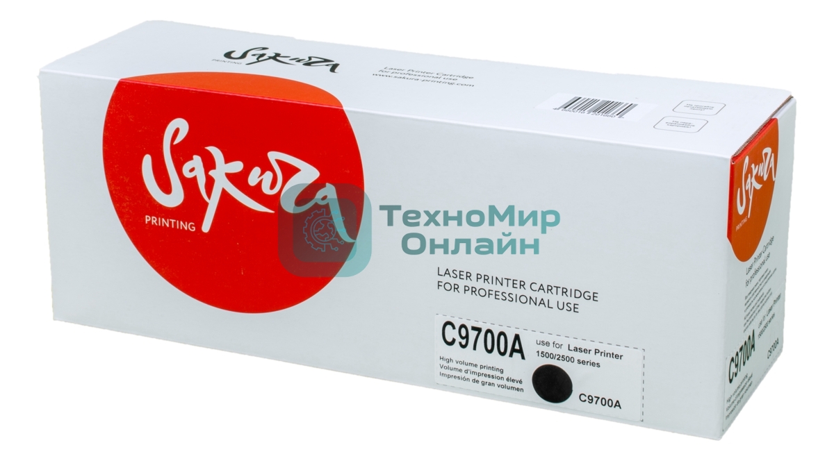 Картридж лазерный Sakura C9700A для HPColor LaserJet 1500/2500 series, черный, 4000 к.