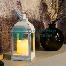 Декоративный фонарь Neon-night со свечкой, белый корпус, размер 10.5х10.5х22,35 см, цвет теплый белый