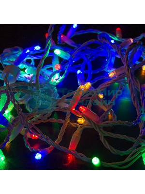 Гирлянда Neon-night Нить 10м, постоянное свечение, белый ПВХ, 230В, цвет: Мультиколор