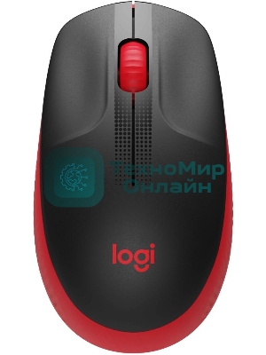 Мышь беспроводная Logitech M190 черный/красный, 1000 dpi, радиоканал, USB, кнопки - 3
