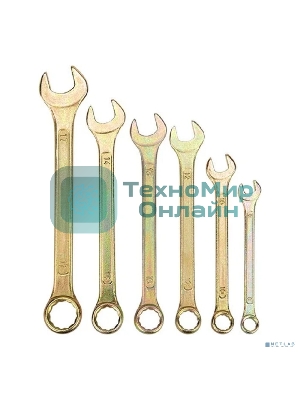 Набор ключей комбинированных Rexant (8, 10, 12, 13, 14, 17 мм), 6 шт., желтый цинк