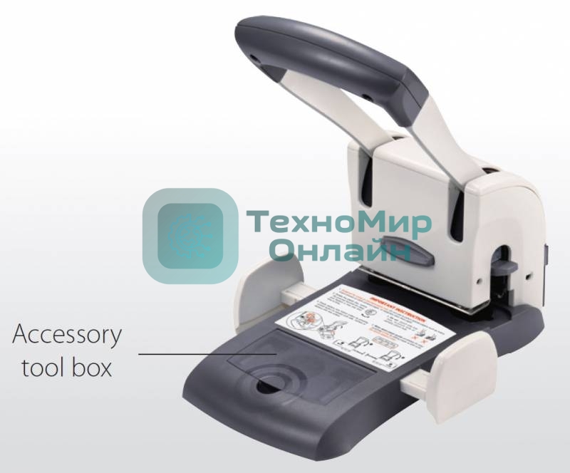 Дырокол Kw-Trio Lever-Tech HD 9546, до 100 листов, металл/пластик серый, отверстий: 2, с линейкой