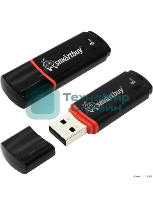 Флешка USB Smartbuy Crown black (SB8GbCRW-K), 8 Gb, USB 2.0, R/W 15/5, черный/красный