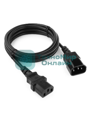 Кабель питания сист.блок-монитор Cablexpert PC-189, 1.8м, C13-C14, 6А, черный, с заземлением