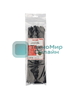 Хомут-стяжкa нейлоновая с тройным замком Rexant 300x3,6 мм, черная, упаковка 100 шт.