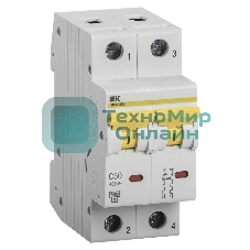 Выключатель автоматический IEK MVA31-2-050-C 50A тип C 6kA 2П 400В 2мод белый (упак.:1шт)