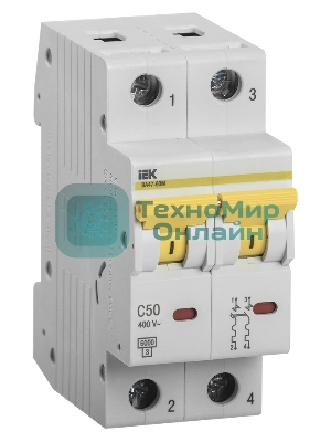 Выключатель автоматический IEK MVA31-2-050-C 50A тип C 6kA 2П 400В 2мод белый (упак.:1шт)