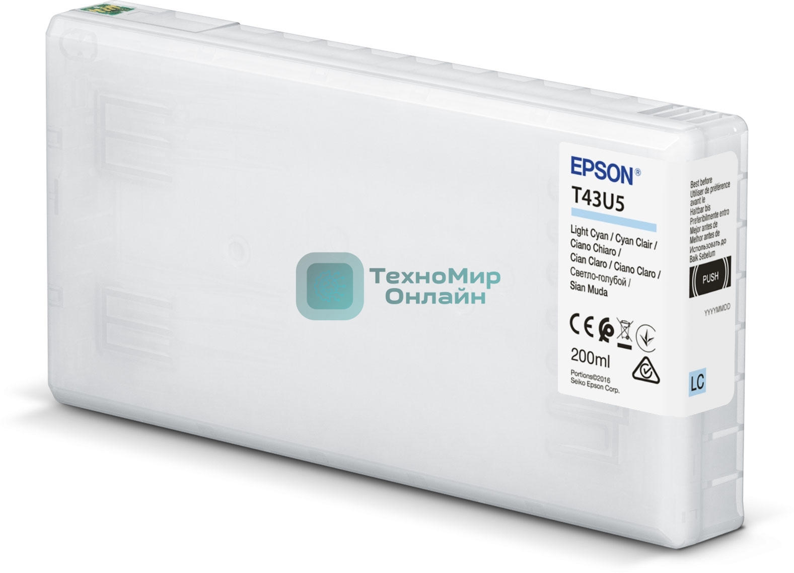 Картридж струйный Epson T43U (C13T43U540) светло-голубой (200 мл) для SureLab SL-D800