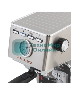 Кофеварка рожковая электрическаяTuarex TK-1245, объем-1.4л, материал- нержавеющая сталь, мощность:1450 Вт, давление пара 20 бар, 2 шт/уп