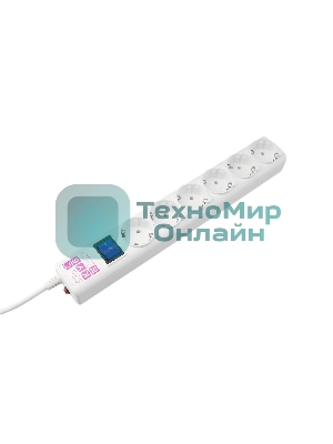 Ф-удлинитель, PC 10м 6р, бел. 16А, (3*1,5) SPG6-16-10M