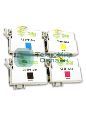 Картридж струйный Cactus CS-EPT1285 черный/голубой/пурпурный/желтый (31 мл) для Epson Stylus SX125/SX425W/SX420W/S22/Office BX305F/BX305FW