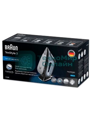 Утюг Braun SI3055BK черный/серый, 2400 Вт, 45 г/мин, 180 г/мин, 270 мл