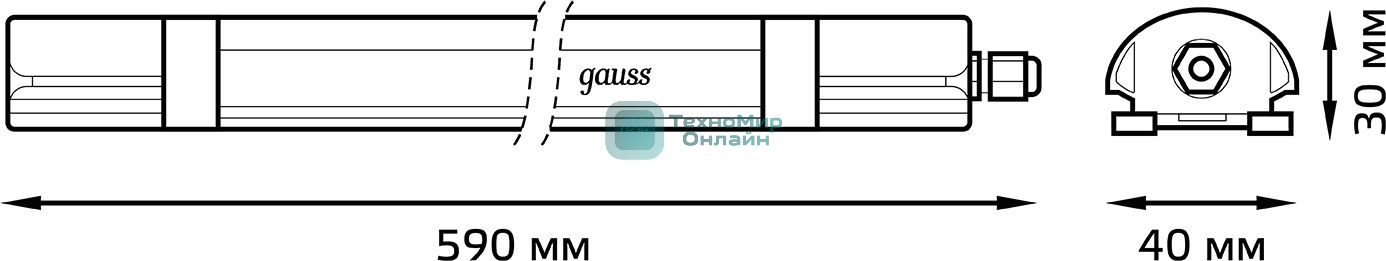 Светильник светодиодный Gauss 18Вт 590x40x30мм 1320lm 6500К IP65 линейн.мат.