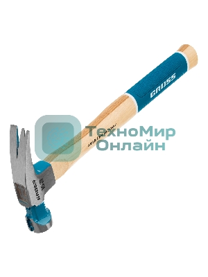 Молоток-гвоздодер Gross 10418 American hickory 450г, угол 75, магнит, обрезиненная рукоятка
