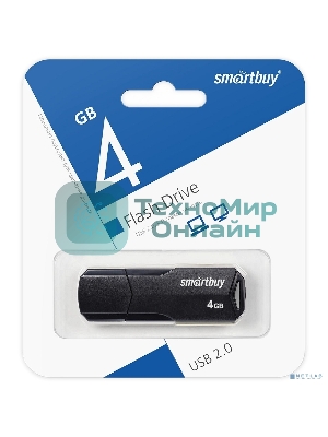 Флешка USB SmartBuy CLUE black (SB4GbCLU-K), 4Gb, USB 2.0, R/W 15/8, черный