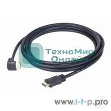 Кабель Cablexpert HDMI CC-HDMI490-15, 19M/19M, v2.0, медь, позол.разъемы, экран, угловой, 4.5м, черный, пакет