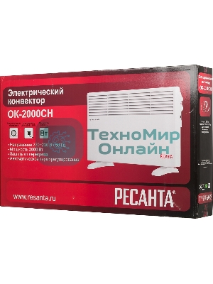Конвектор электрический Ресанта ОК-2000СН белый, 2000 Вт, 20 м2, термостат