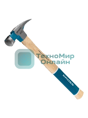 Молоток-гвоздодер Gross 10418 American hickory 450г, угол 75, магнит, обрезиненная рукоятка