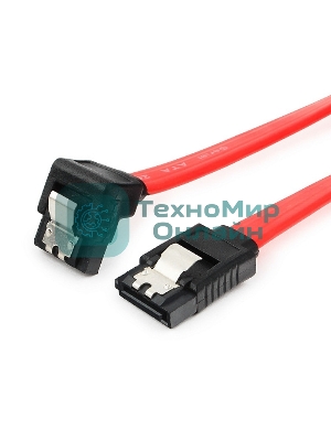 Кабель интерфейсный SATA Cablexpert CC-SATAM-DATA90-0.8M, 80 см, угловой разъем, 7pin/7pin, защелка, пакет