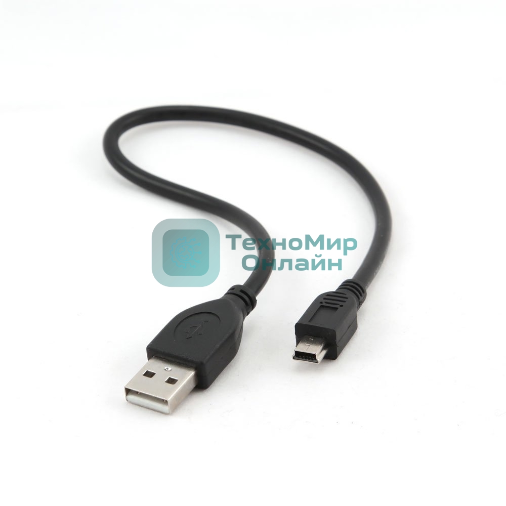Кабель Gembird USB 2.0 PRO для соед. 0,3м AM/miniBM позол.конт., черный
