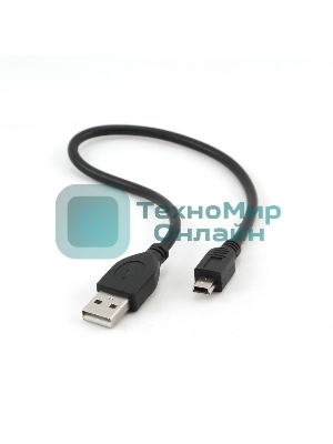 Кабель Gembird USB 2.0 PRO для соед. 0,3м AM/miniBM позол.конт., черный