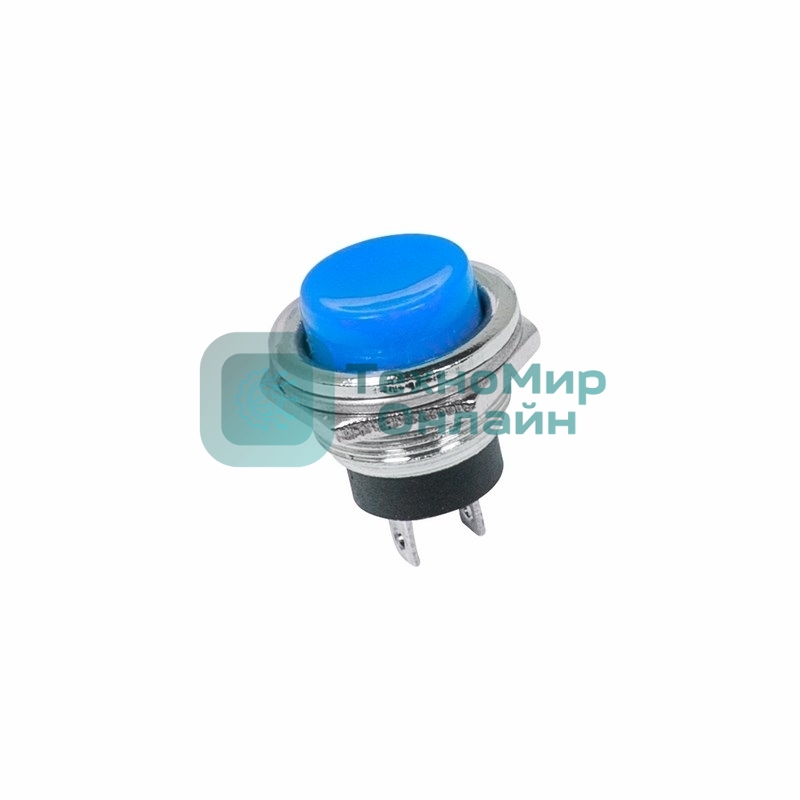Выключатель-кнопка металл Rexant 250V 2А (2с) (ON)-OFF Ø16.2 синяя