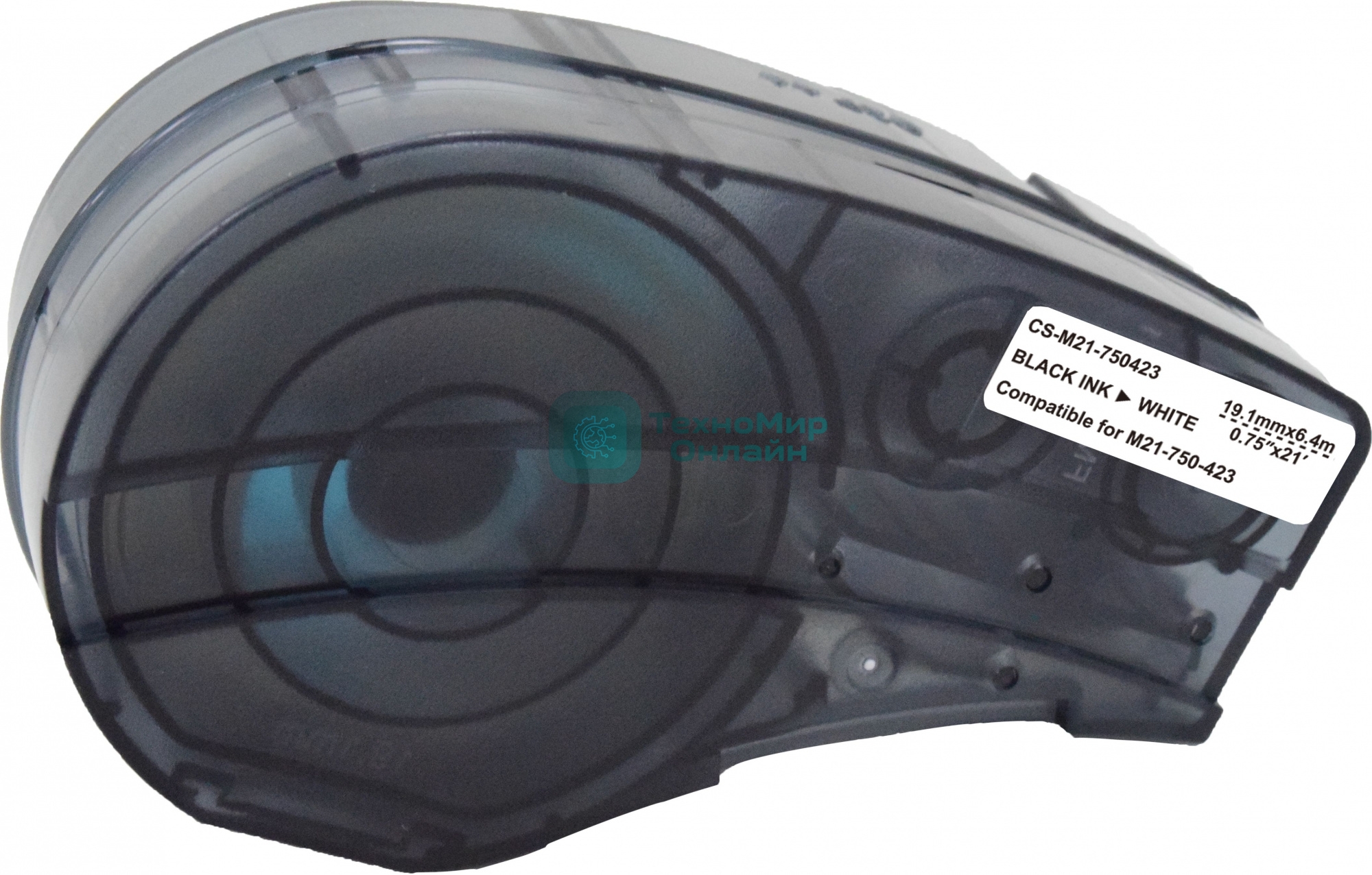Картридж ленточный Cactus CS-M21-750423 черный шрифт, белый фон (19.1 мм, 6.4 м) для Brady BMP21-PLUS, BMP21-LAB