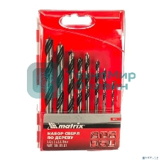Набор сверл Matrix по дереву,3-4-5-6-7-8-9-10 мм, 8шт., шестигран. хвостовик, пластиковый кейс