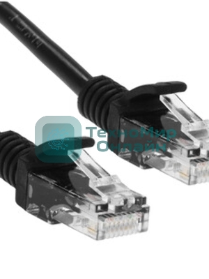 Патч-корд CCA light UTP Гарнизон PC-UTP-5e-1-BK cat.5e, 1м, литой, многожильный черный