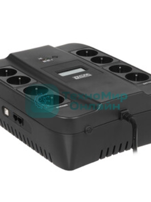 Источник бесперебойного питания Powercom Back-UPS SPIDER, Line-Interactive, LCD, AVR, 1100VA/605W, Schuko, USB, черный (1452054)