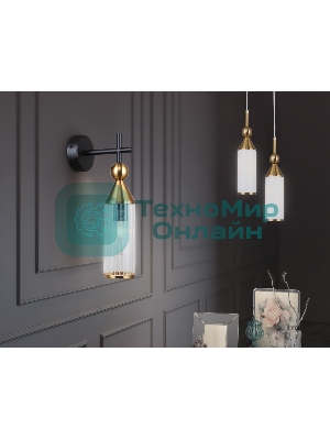 Настенный светильник Ambrella light LH55260 BK/BS/CL черный/латунь/прозрачный E14 max 40W 140*80*310