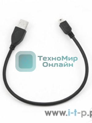 Кабель Gembird USB 2.0 PRO для соед. 0,3м AM/miniBM позол.конт., черный