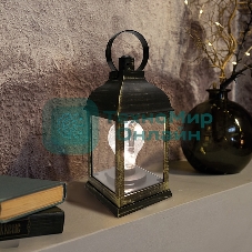 Декоративный фонарь Neon-night с лампочкой, бронзовый корпус, размер 10.5х10.5х22,5 см, цвет теплый белый