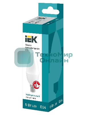 Лампа cветодиодная IEK LLE-C35-5-230-40-E14 ECO C35 свеча 5Вт 230В 4000К E14