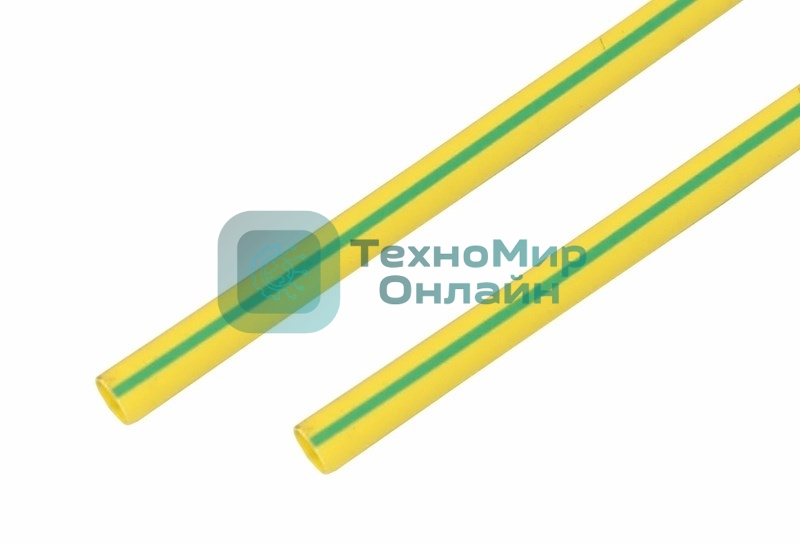 Термоусаживаемая трубка Rexant 15,0/7,5 мм, желто-зеленая, упаковка 50 шт. по 1 м