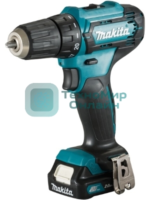 Дрель-шуруповерт Makita DF333DWAE, 12 В, 2 Ач, 30 Нм, щеточный