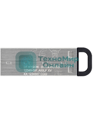 Флешка USB Kingston DataTraveler KYSON (DTKN/128 Gb), 128Gb, USB 3.2 Gen 1, R/W 200/60, серебристый/черный