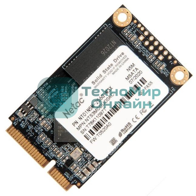 Накопитель SSD Netac N5M, 256Gb, mSATA, R/W 560/520