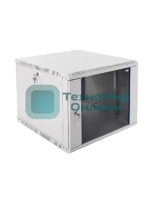 Шкаф настенный ЦМО ШРН-Э-9.650 9U 600x650мм пер.дв.стекл несъемные бок.пан. серый