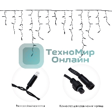 Гирлянда светодиодная Neon-night Бахрома (Айсикл), 4,8х0,6м, 176 LED синий, черный ПВХ, IP65, эффект мерцания, 230В (нужен шнур питания 303-500)