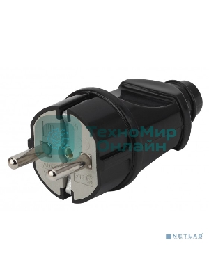 Вилка ЭРА с/з прямая 16A черная (24/240/5040)