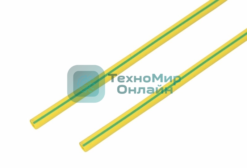 Термоусаживаемая трубка Rexant 6,0/3,0 мм, желто-зеленая, упаковка 50 шт. по 1 м