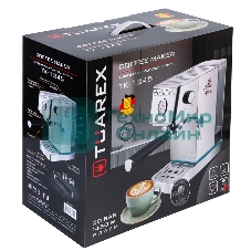 Кофеварка рожковая электрическаяTuarex TK-1245, объем-1.4л, материал- нержавеющая сталь, мощность:1450 Вт, давление пара 20 бар, 2 шт/уп