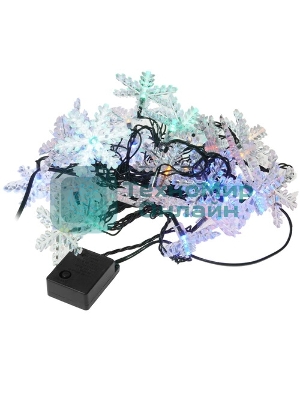 Гирлянда светодиодная Neon-night Снежинки большие 5м, 20LED, IP20, прозрачный провод, свечение мульти (RG/RB), мигание, 230В