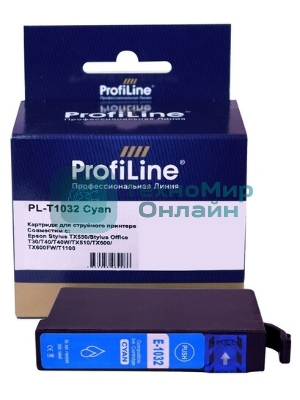 Картридж струйный ProfiLine PL-T1032 для принтеров Epson Stylus TX550/Stylus Office T30/T40/T40W/TX510/TX600/TX600FW/T1100 с чернилами Cyan 11,1 мл