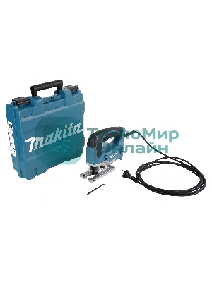 Лобзик электрический Makita JV0600K Лобзик,в\рук, 650Вт,500-3100об\м,ход-23мм,рез-90мм,2.4кг,чем,3маятн+1