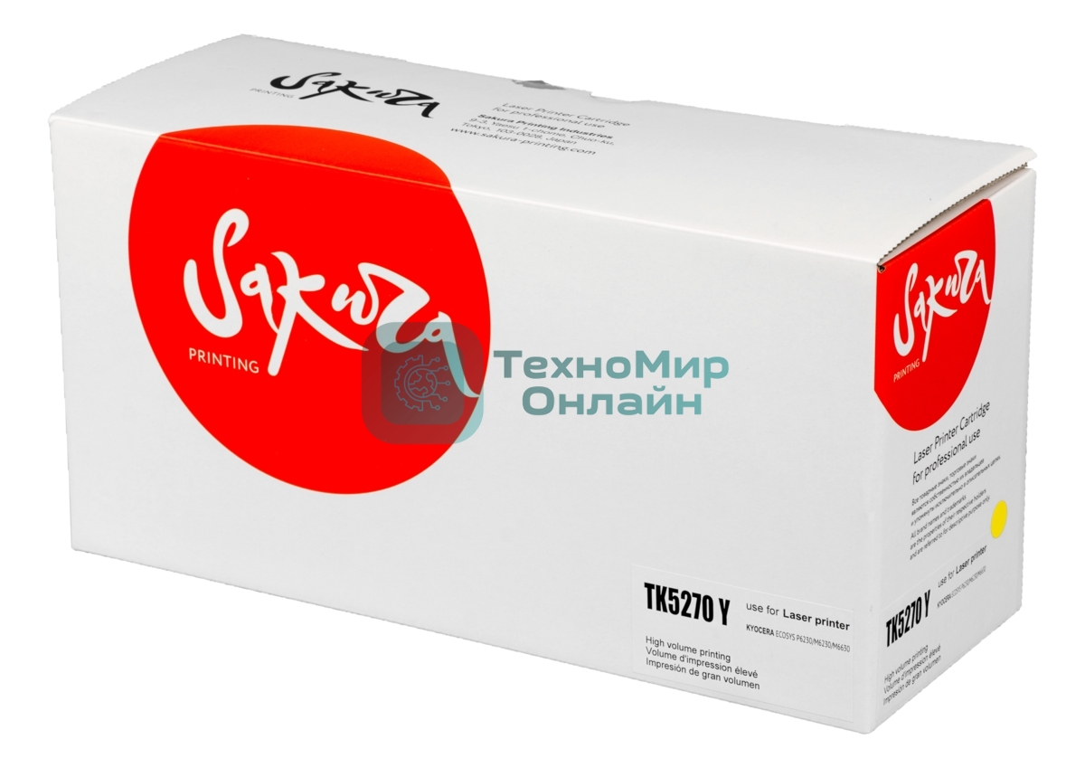 Картридж Sakura TK5270Y для Kyocera Mita ECOSYS M6230cidn, желтый, 6 000к.