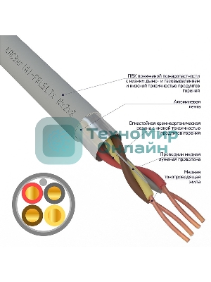 Кабель огнестойкий Rexant КПСЭнг(А)-FRLSLTx 2x2x0,50 мм², бухта 200 м, 01-4937-1